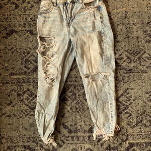 American Eagle, high waisted, distressed jeans